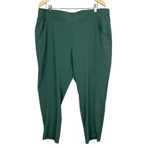 Eddie Bauer Pants Womens XL Green Ankle Traveler Elastic Waist High‎ Rise Casual